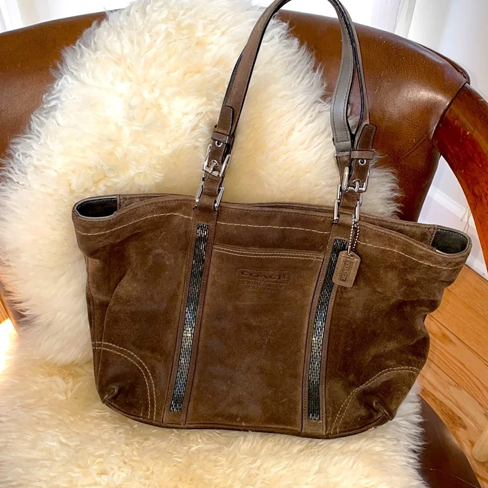 Coach | Bags | Authentic Coach Brown Suede Bag | Poshmark